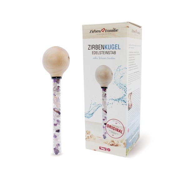 Zirbenkugel Edelsteinstab
